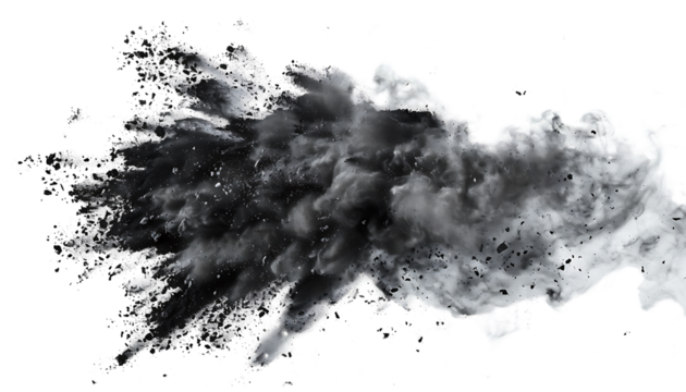 Black Chalk Explosion Isolated on White Background