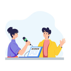 Download flat illustration depicting guest interview 
