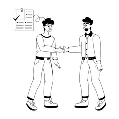 Obraz premium Premium glyph illustration depicting successful interview 