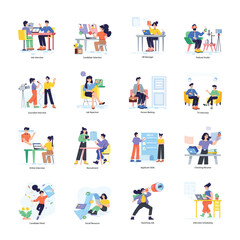  
Set of 16 Interviews Flat Character Illustrations 


