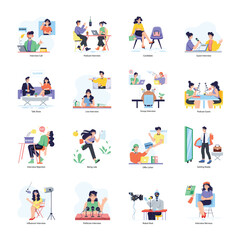 Recruitment and Journalism Flat Character Illustrations



