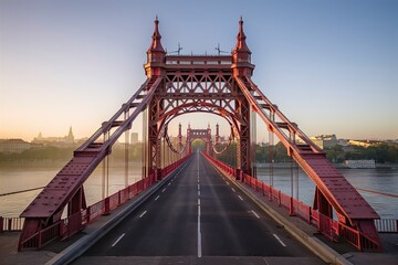 Obraz premium Front view of Liberty bridge in Budapest at sunrise