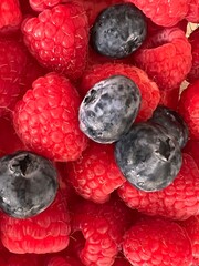 blueberries and raspberries