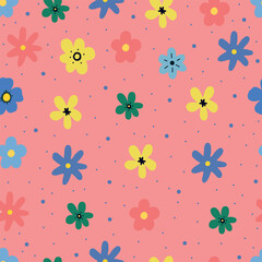 2000s pattern. y2k background. Seamless vector pattern with flowers. Floral pattern in minimalist style. Seamless pattern in 2000 style