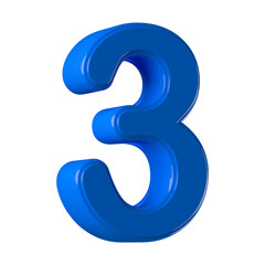 3d Blue Number 3