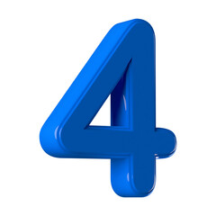 3d Blue Number 4