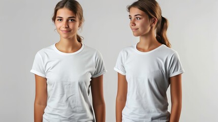 Ethereal Elegance: Two Young Women in White Shirts. Generative AI