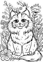 Coloring cat vector