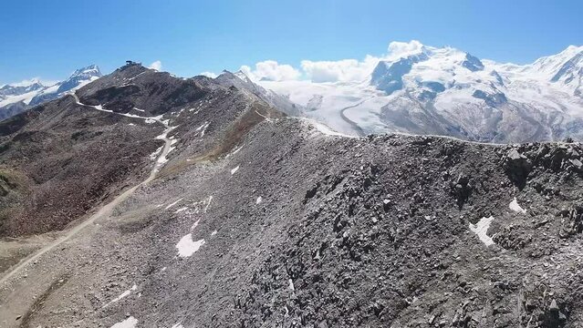Gornergrat Glacier - Gornergletscher - valley glacier on the west side of the Monte Rosa massif close to Zermatt in the canton of Valais, Switzerland - Swiss Alps 