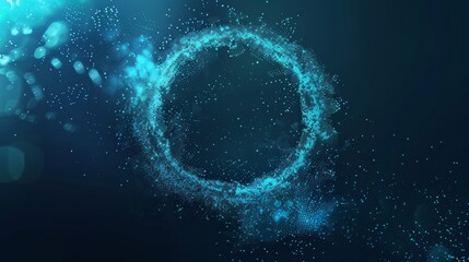 digital cloud computing logo with particle ring circle , futuristic abstract background, illustration