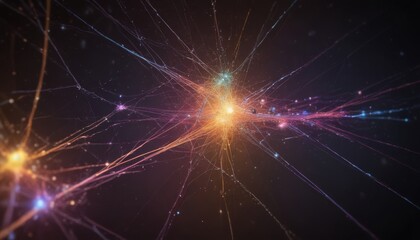 Obraz premium Digital cyberspace with particles and Digital data network connections concept