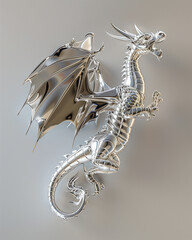 Metallic dragon sculpture with intricate details