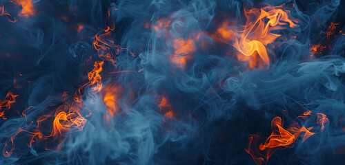 Fototapeta premium Energizing event backdrop with soft indigo smoke and vivid neon orange loops.