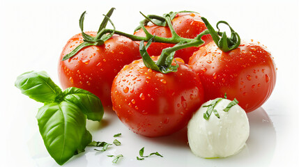 Delicious tomatoes mozzarella cheese and fresh basil 
