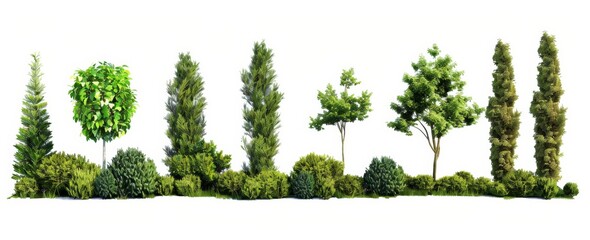 Fototapeta premium Green tree isolated on white background set