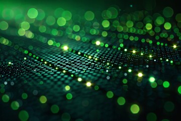 Fototapeta premium A visually striking depiction of a digital landscape, radiant green lights simulate a technological terrain