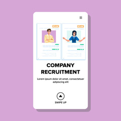resume company recruitment vector. interview position, candidate skills, qualifications application resume company recruitment web flat cartoon illustration