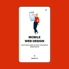 layout mobile web design vector. navigation user, friendly friendly, interface development layout mobile web design web flat cartoon illustration