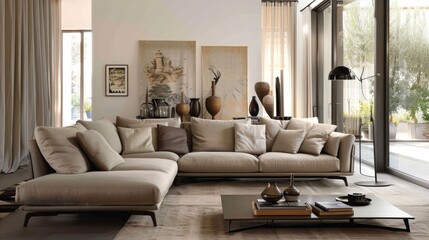 Modern design interior farmhouse living room with sofa