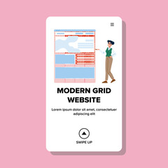 interactive modern grid website vector. dynamic sleek, user innovative, clean intuitive interactive modern grid website web flat cartoon illustration