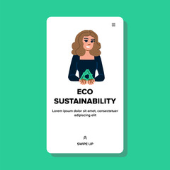 green eco sustainability vector. organic recycle, energy conservation, sustainable environment green eco sustainability web flat cartoon illustration