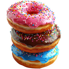 Bright colored donuts, on a transparent background