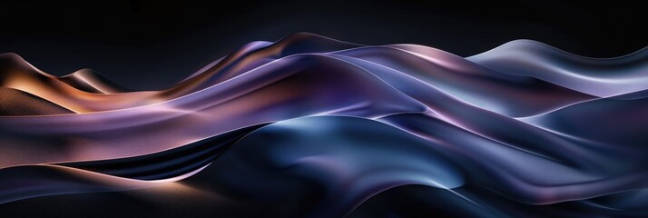 abstract background with blue and purple waves on black background