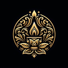 AI Generate of Luxury Premium Symbol Vector of Vesak Day with Lantern, Candle Light, Lotus
