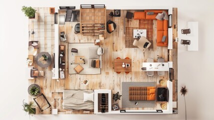 Interior design layout featuring a well-planned composition for a visually appealing home