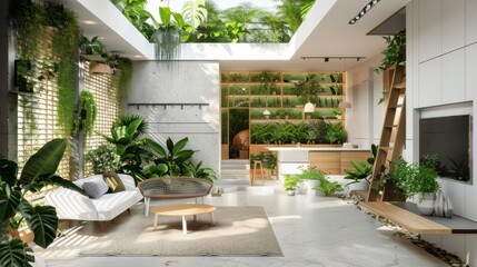 Interior layout demonstrating creative ways to incorporate greenery into your living space