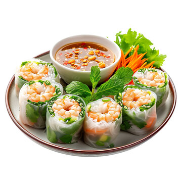 Front view of Canh Chua with Vietnamese sour soup, featuring tamarind broth, fish, shrimp, vegetables, and herbs, on a white transparent background