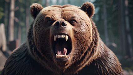 Raging Beast: A Cinematic Odyssey into the World of the Angry Bear in 8K Resolution"