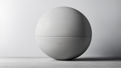 Abstract gray sphere divided by a horizontal line on a light background