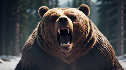 Raging Beast: A Cinematic Odyssey into the World of the Angry Bear in 8K Resolution"