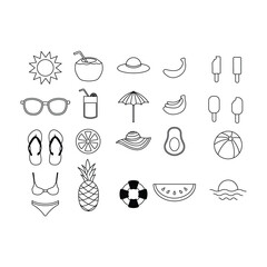set of icons summer beach vector element