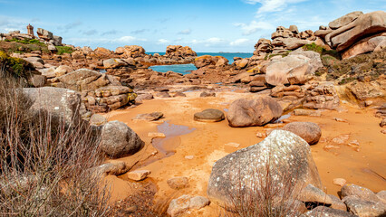 Ploumanac'h, Perros-Guirec, Brittany, France: Pink Granite Coast rocky shore