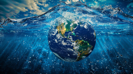 Earth submerged in water: a creative representation of environmental worries