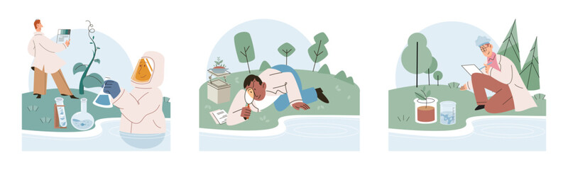 Nature science. Vector illustration. Biotechnology harnesses natures potential to develop innovative scientific solutions Natural resources and ecosystems are vital for sustenance life on Earth