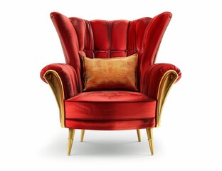 red armchair sofa isolated on white background