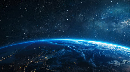 Obraz premium Stunning high-resolution view of earth's horizon from outer space with stars