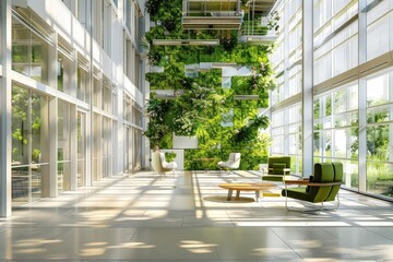 Visually Captivating Green Building Interior Showcasing Optimal Indoor Environmental and Occupant Wellbeing