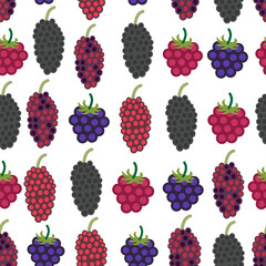 color isolated seamless pattern berries and fruits in flat shape style in vector. template for backdrop textile wallpaper wrapping background print decor design