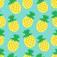 color isolated seamless pattern pineapple in flat shape style in vector. template for backdrop textile wallpaper wrapping background print decor design