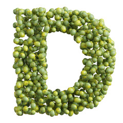 Alphabet made of green lime, letter D