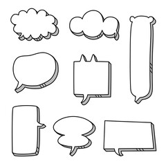 3d Black and white color speech bubble balloon, think frame border speak talk text box banner, flat design vector illustration