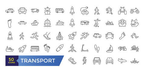 Transportation line icons. Logistics Related Vector Line Icons.