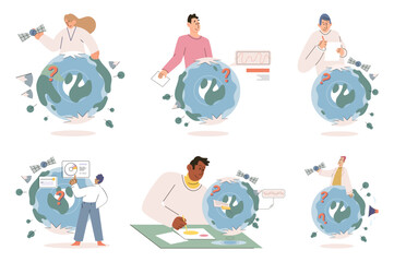 Nature science. Vector illustration. Learning from natures wisdom guides us in developing sustainable technologies Information derived from environmental studies informs our understanding complex