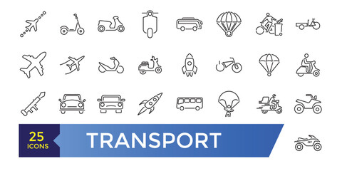 Transportation line icons. Logistics Related Vector Line Icons.