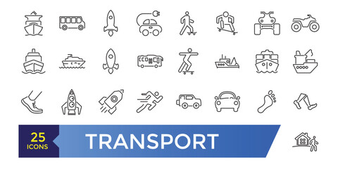 Transportation line icons. Logistics Related Vector Line Icons.
