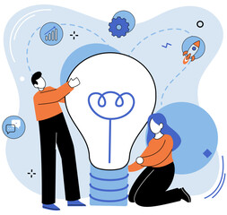 Team idea vector illustration. Creativity is driving force behind companys groundbreaking solutions and competitive advantage The team idea concept fosters culture collaborative thinking, creative